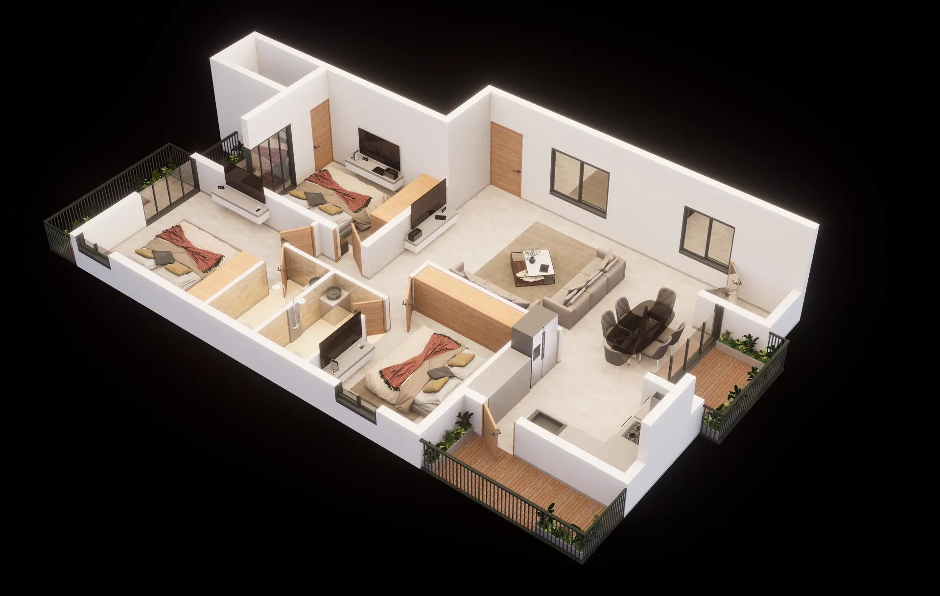 Typical Floor 3BHK Layout Plan